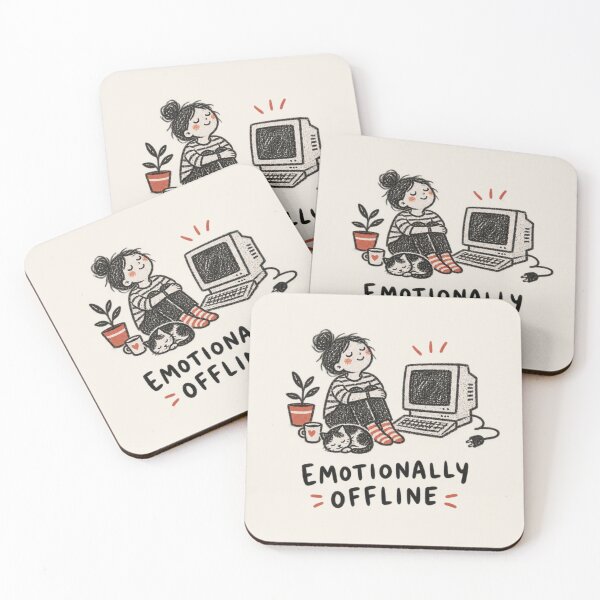 Item preview, Emotionally Offline | Unplugged Computer & Introvert Humor Doodle designed and sold by Moons Studio.