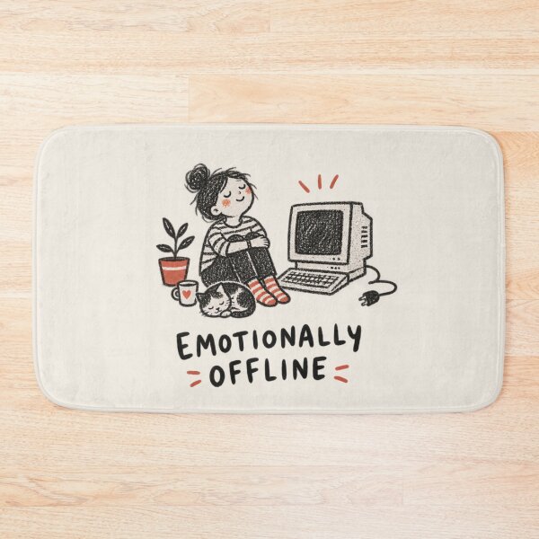 Item preview, Emotionally Offline | Unplugged Computer & Introvert Humor Doodle designed and sold by Moons Studio.