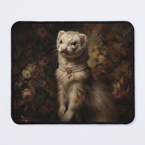 Item preview, Regal Cream Ferret with Pearl Choker designed and sold by Real Beast Art.