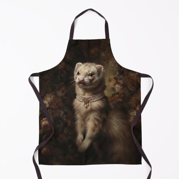 Item preview, Regal Cream Ferret with Pearl Choker designed and sold by Real Beast Art.