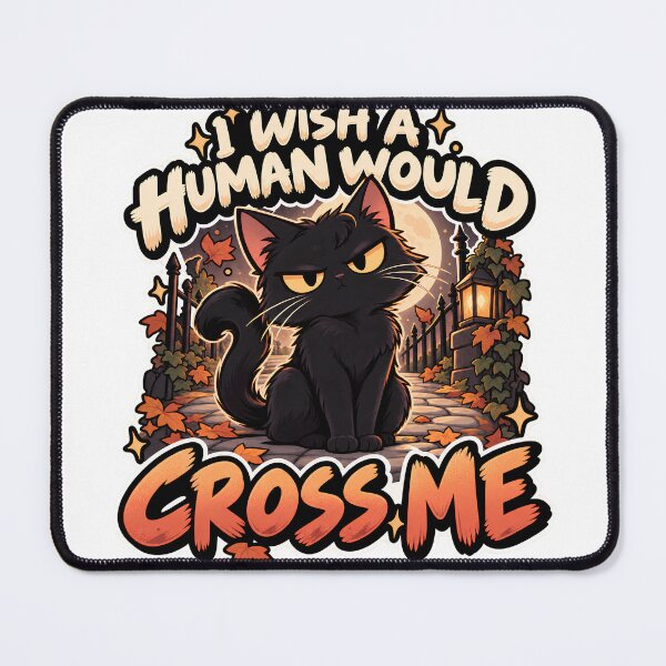 Item preview, I Wish a Human Would Cross Me | Funny Black Cat designed and sold by Context Optional.