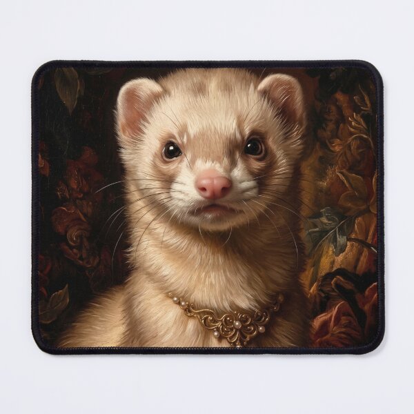 Item preview, Regal Cream Ferret with Gold Filigree Necklace designed and sold by Real Beast Art.