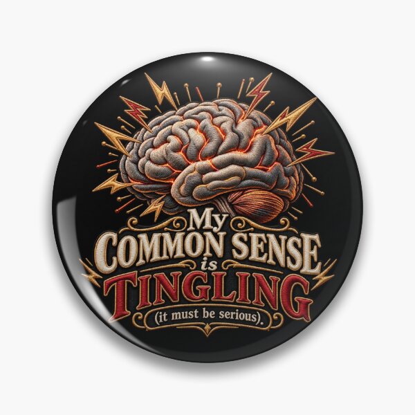 Item preview, Funny Common Sense Quote Embroidered Brain – “My Common Sense Is Tingling” designed and sold by Emoji Emblems.