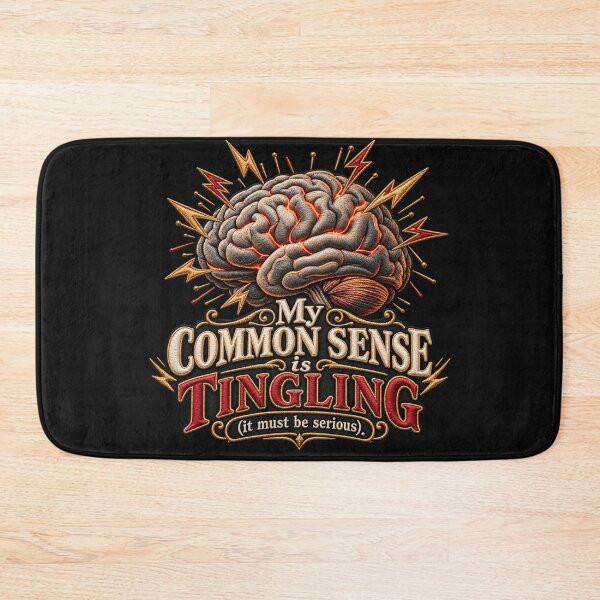 Item preview, Funny Common Sense Quote Embroidered Brain – “My Common Sense Is Tingling” designed and sold by Emoji Emblems.