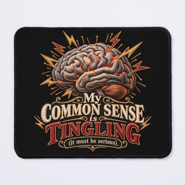 Item preview, Funny Common Sense Quote Embroidered Brain – “My Common Sense Is Tingling” designed and sold by Emoji Emblems.