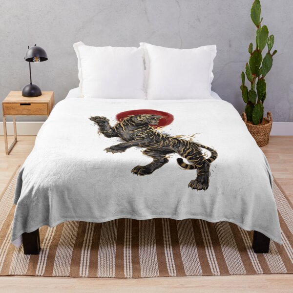 Artikelvorschau, Black Tiger with Gold Accents and Red Sun entworfen und verkauft von Aureluxe.
