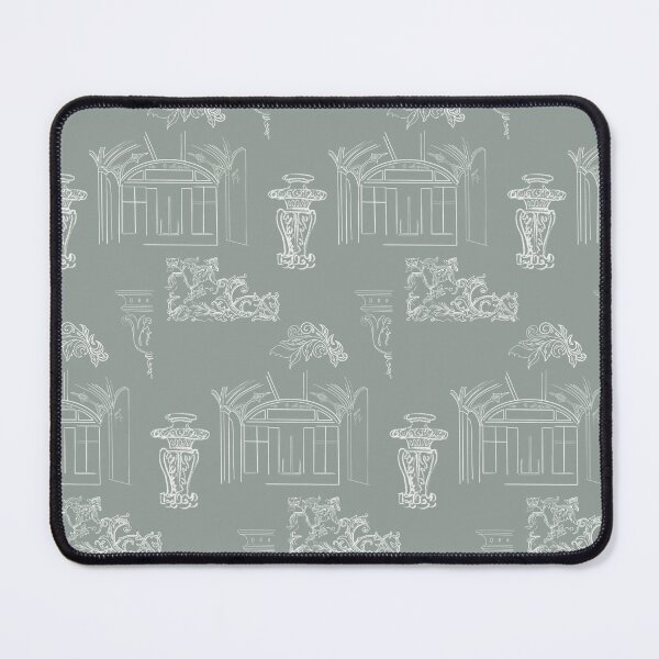 Item preview, Architectural White Line Drawings and Flourishes - mint background designed and sold by The Flying Bunny Studio.