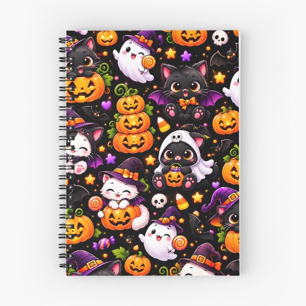 Item preview, Cute Halloween Cats & Ghosts Pattern – Kawaii Spooky Pumpkin Party designed and sold by IMuDesigner.