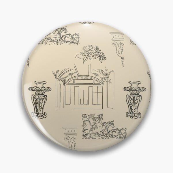 Item preview, Architectural Black Line Drawings and Flourishes - yellow background designed and sold by The Flying Bunny Studio.