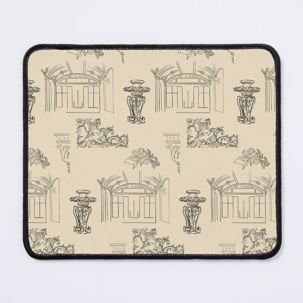 Item preview, Architectural Black Line Drawings and Flourishes - yellow background designed and sold by The Flying Bunny Studio.