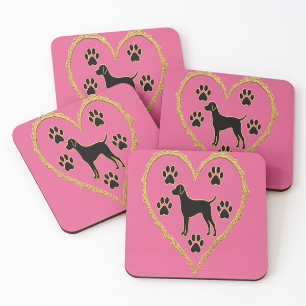 Item preview, Golden Pointer Dog Heart and Pink Paw Prints Pattern designed and sold by Breezes-of-Ida.