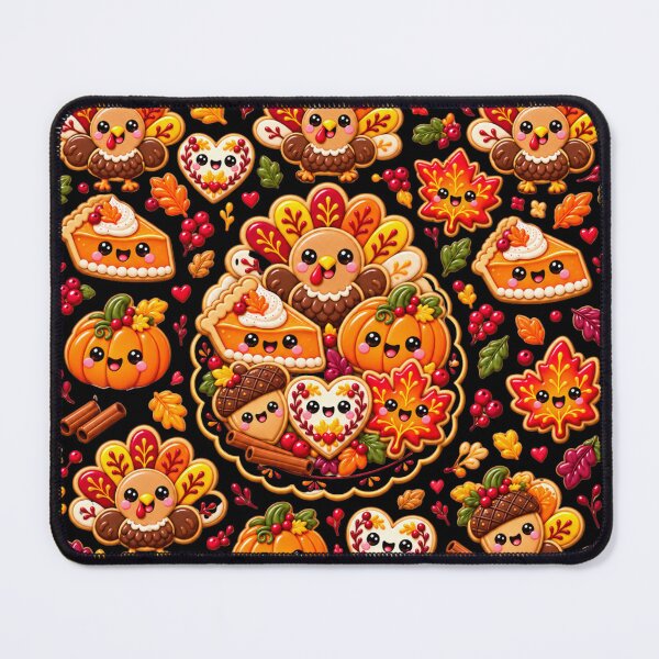 Item preview, Kawaii Thanksgiving Cookie Pattern with Turkey, Pumpkin Pie, Fall Leaves, Acorns and Autumn Treats designed and sold by ALH Apparel.