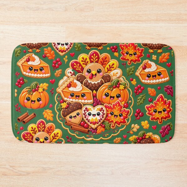 Item preview, Kawaii Thanksgiving Cookie Pattern with Turkey, Pumpkin Pie, Fall Leaves, Acorns and Autumn Treats designed and sold by ALH Apparel.