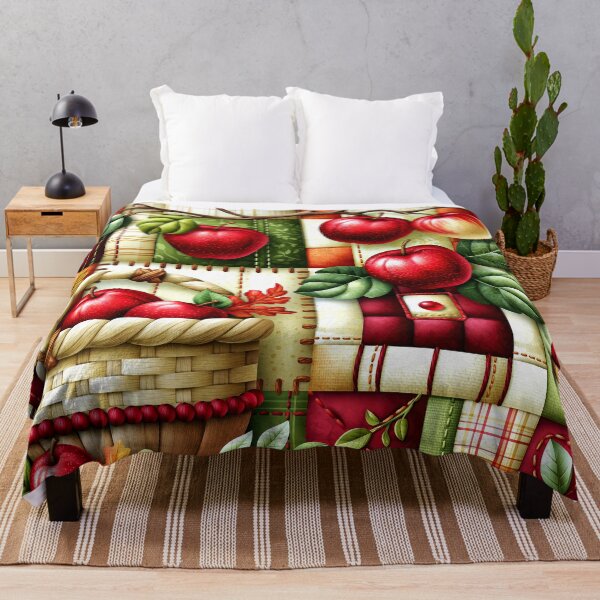 Item preview, Autumn Apples And Fruit Basket Patchwork Quilt Design designed and sold by DEC02.