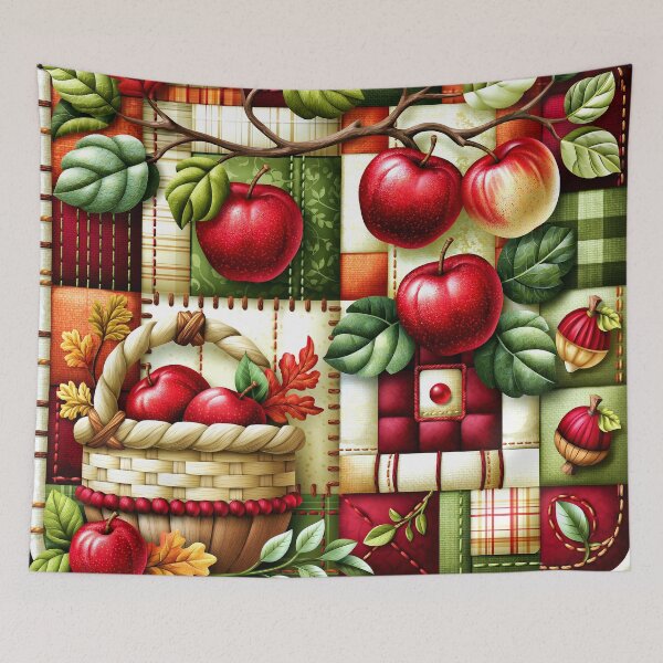 Item preview, Autumn Apples And Fruit Basket Patchwork Quilt Design designed and sold by DEC02.