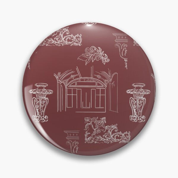 Item preview, Architectural White Line Drawings and Flourishes - burgundy background designed and sold by The Flying Bunny Studio.