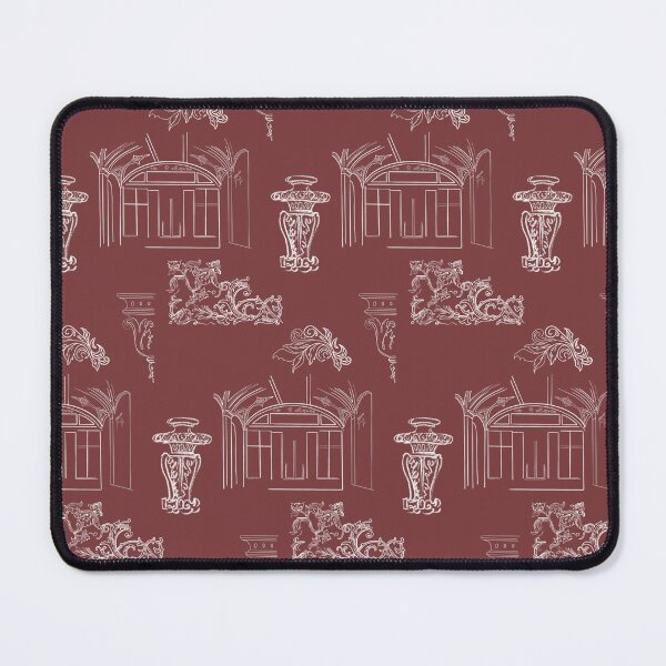 Item preview, Architectural White Line Drawings and Flourishes - burgundy background designed and sold by The Flying Bunny Studio.