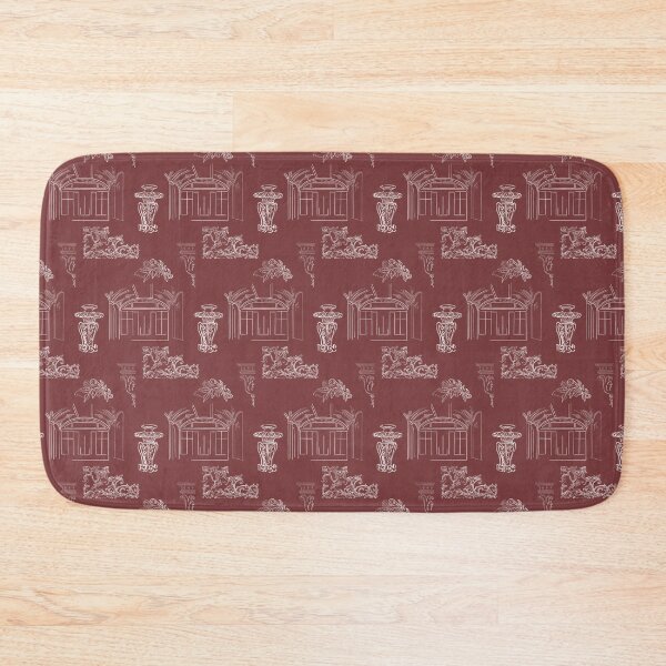 Item preview, Architectural White Line Drawings and Flourishes - burgundy background designed and sold by The Flying Bunny Studio.