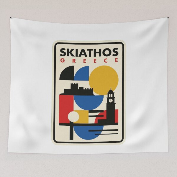 Item preview, Retro Skiathos Bauhaus Geometric Skyline designed and sold by k3rstman1.