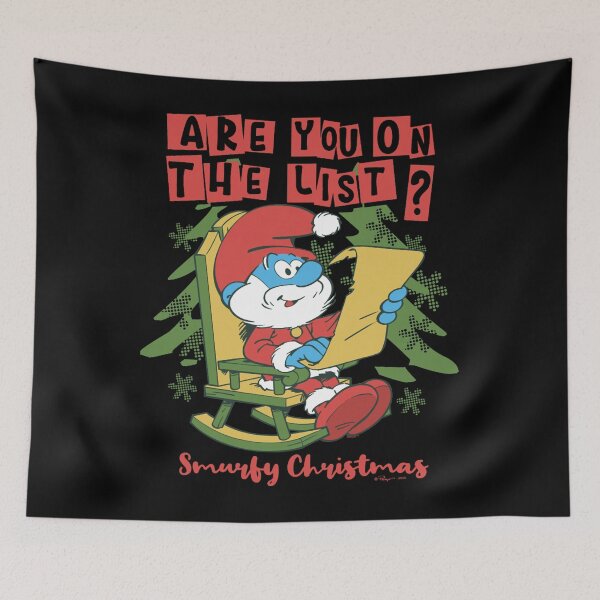 Item preview, The Smurfs Are you On The List Smurfy Christmas  Chest Logo Essential designed and sold by circliqueart.