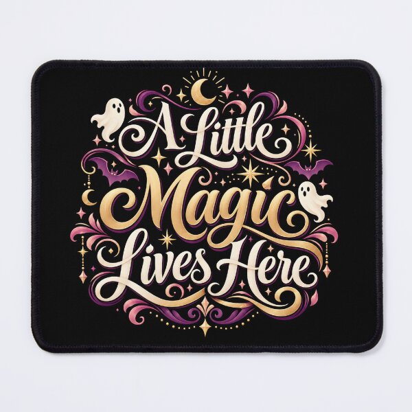 Item preview, A Little Magic Lives Here | Halloween Ghost Moon Stars Witchy Typography Art designed and sold by K3DreamKreations .