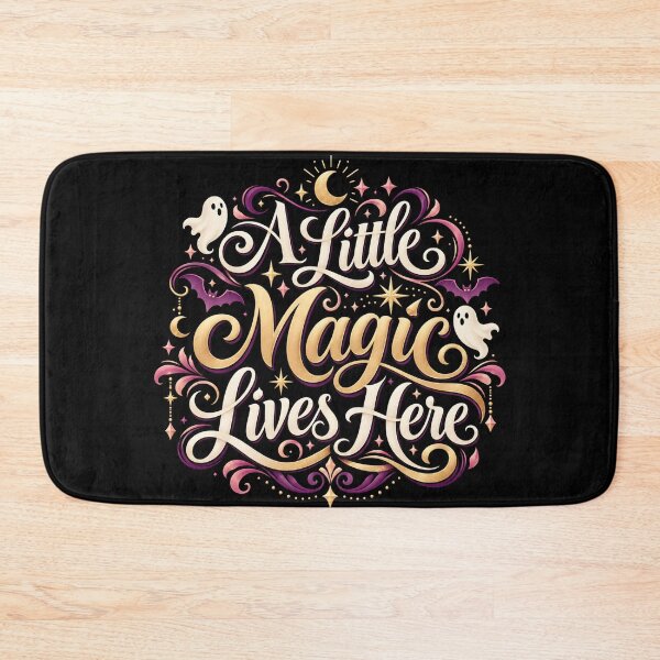 Item preview, A Little Magic Lives Here | Halloween Ghost Moon Stars Witchy Typography Art designed and sold by K3DreamKreations .