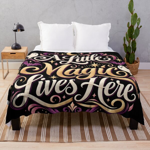 Item preview, A Little Magic Lives Here | Halloween Ghost Moon Stars Witchy Typography Art designed and sold by K3DreamKreations .