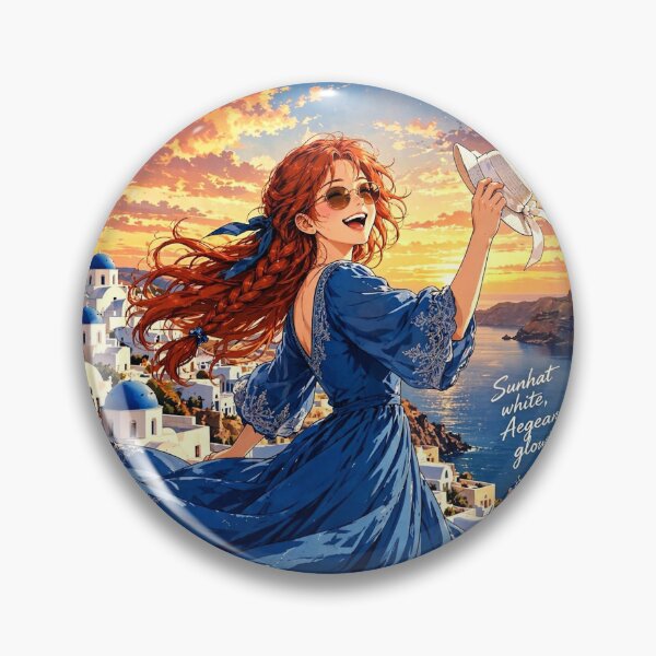 Item preview, Greece — Santorini — A Playful Sunset Dance Above the Endless Aegean Sea designed and sold by DibujandoPorfa.