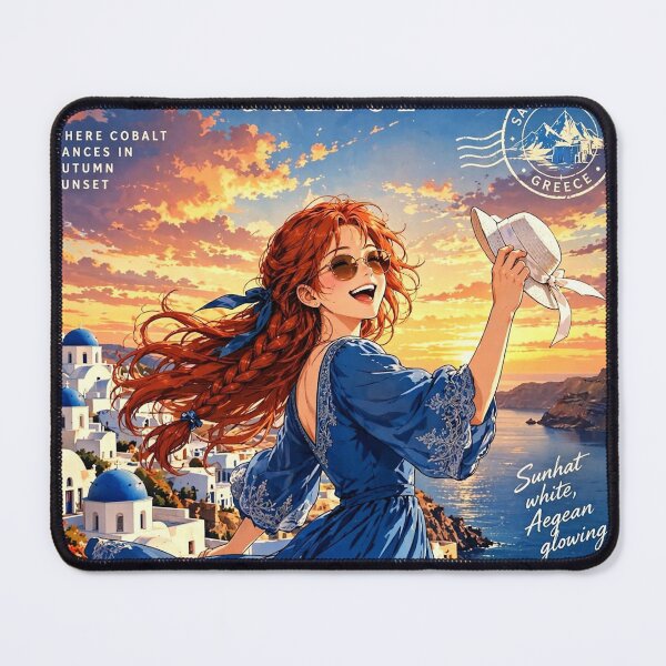 Item preview, Greece — Santorini — A Playful Sunset Dance Above the Endless Aegean Sea designed and sold by DibujandoPorfa.