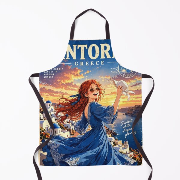 Item preview, Greece — Santorini — A Playful Sunset Dance Above the Endless Aegean Sea designed and sold by DibujandoPorfa.