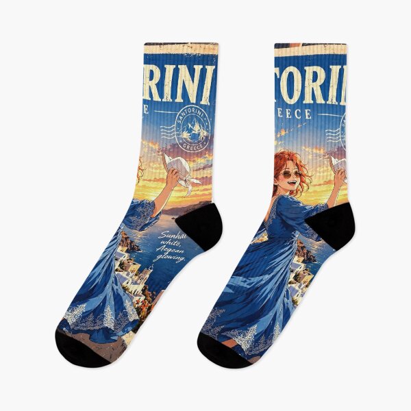 Item preview, Greece — Santorini — A Playful Sunset Dance Above the Endless Aegean Sea designed and sold by DibujandoPorfa.