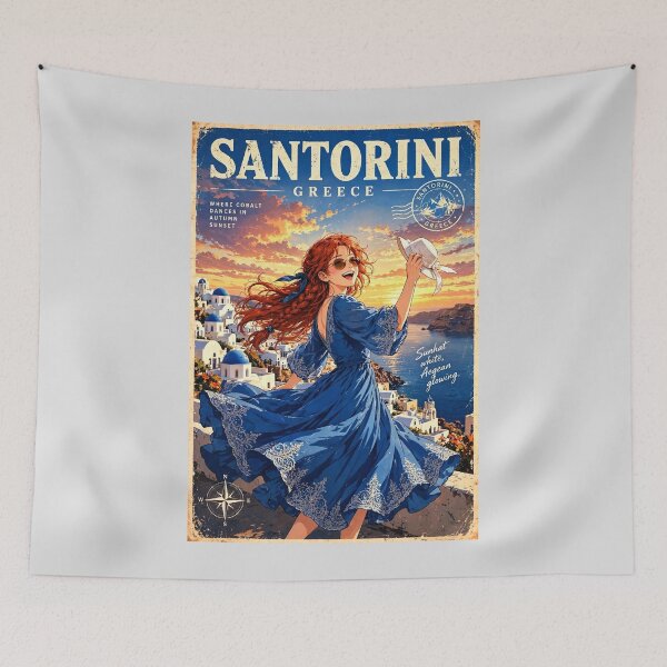 Item preview, Greece — Santorini — A Playful Sunset Dance Above the Endless Aegean Sea designed and sold by DibujandoPorfa.