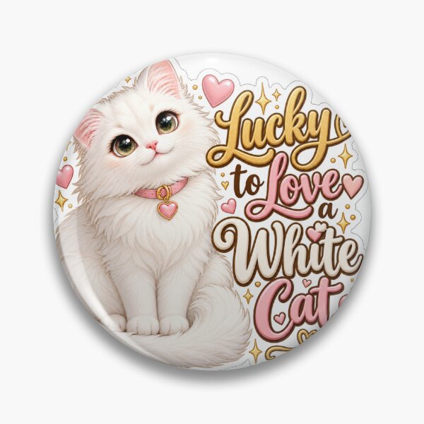 Item preview, Lucky to love a white cat designed and sold by GyspySoulStudio.