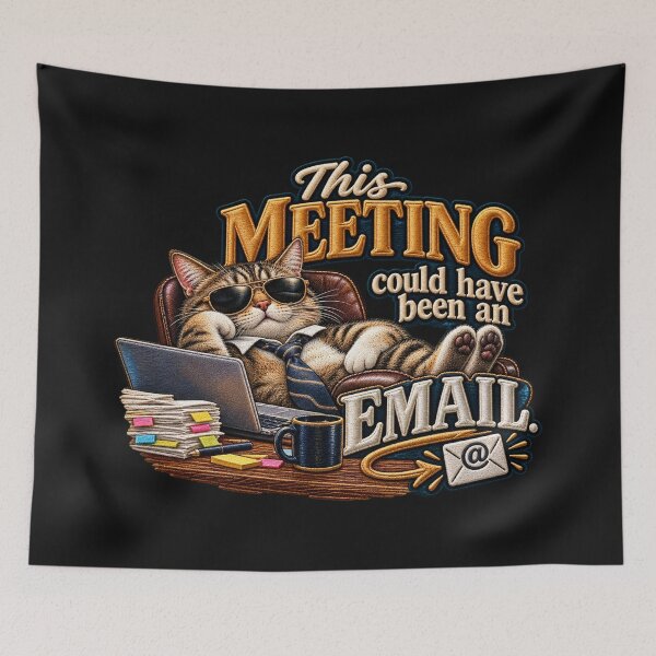 Item preview, Funny Meeting Email Quote Cat – This Meeting Could Have Been an Email designed and sold by Emoji Emblems.