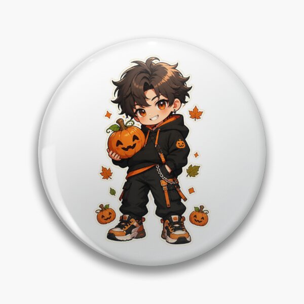 Item preview, Kawaii Pumpkin Anime Boy Halloween Streetwear designed and sold by Animepopstudio.