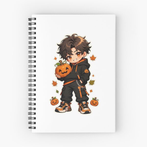 Item preview, Kawaii Pumpkin Anime Boy Halloween Streetwear designed and sold by Animepopstudio.