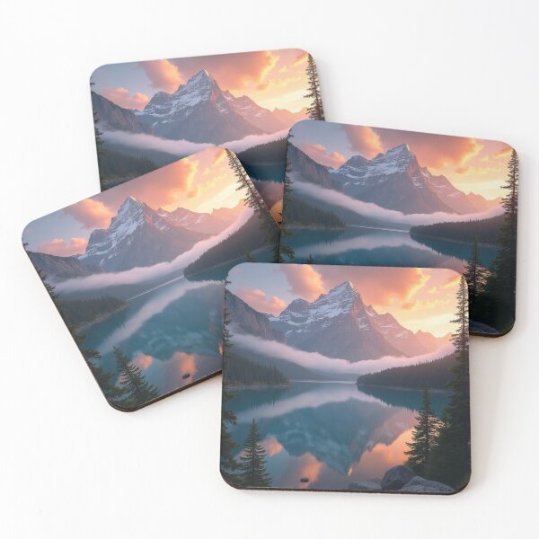 Item preview, Mirror Peaks at Sunrise | Alpine Wilderness Dreamscape designed and sold by nhk999.
