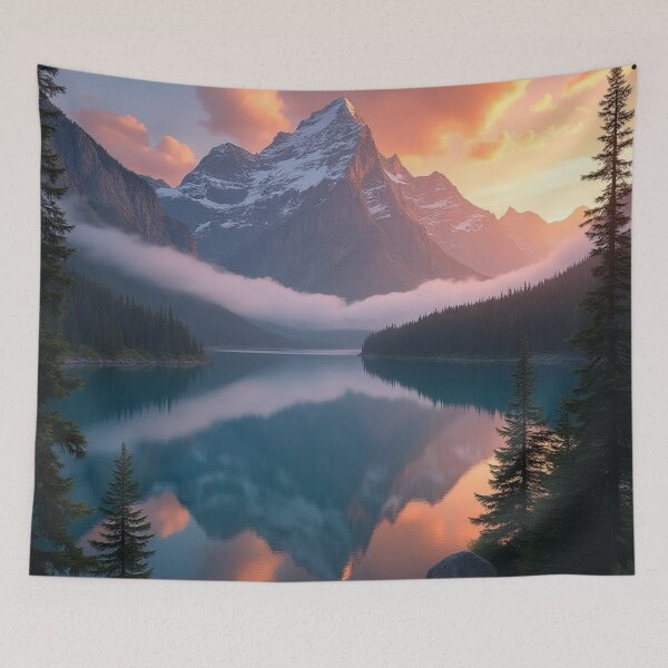 Item preview, Mirror Peaks at Sunrise | Alpine Wilderness Dreamscape designed and sold by nhk999.