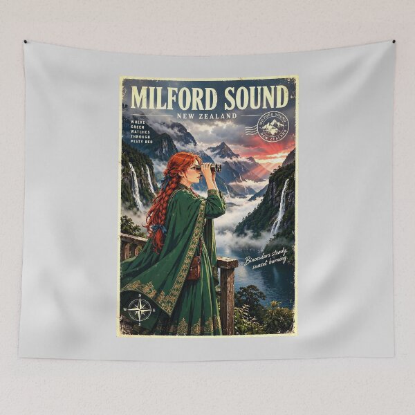 Item preview, New Zealand — Milford Sound — A Mysterious Journey Through Misty Fiords and Rainforest Cliffs designed and sold by DibujandoPorfa.