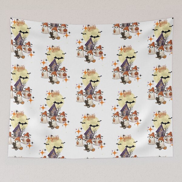 Item preview, Cute Spooky Halloween Haunted House and Ghosts designed and sold by IvonneDesigns.