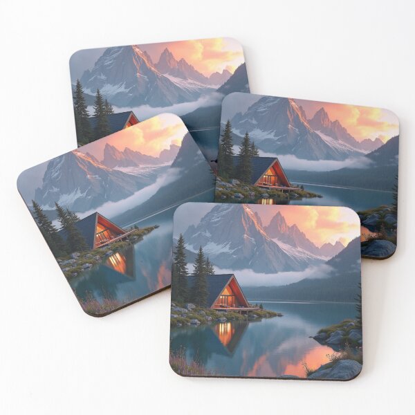 Item preview, Lakeside Retreat - Cabin Beneath the Peaks designed and sold by nhk999.