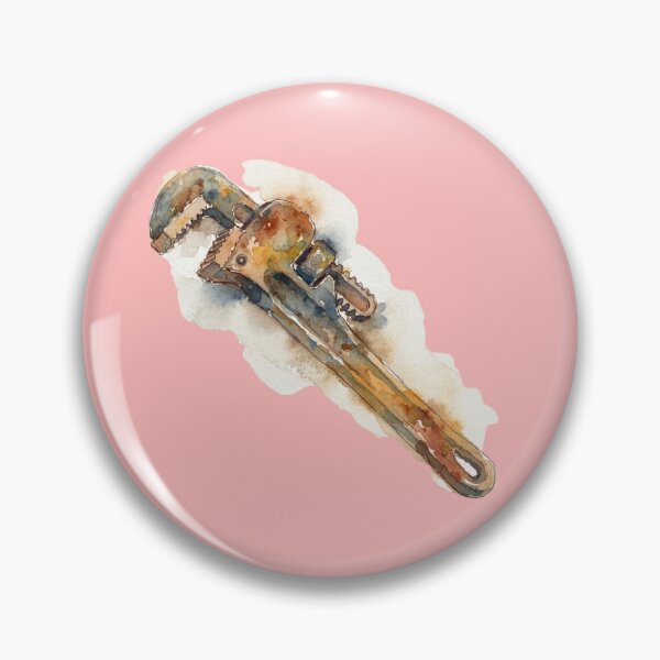 Item preview, Vintage Watercolor Rusty Pipe Wrench Tool Artwork designed and sold by bvdesignart.