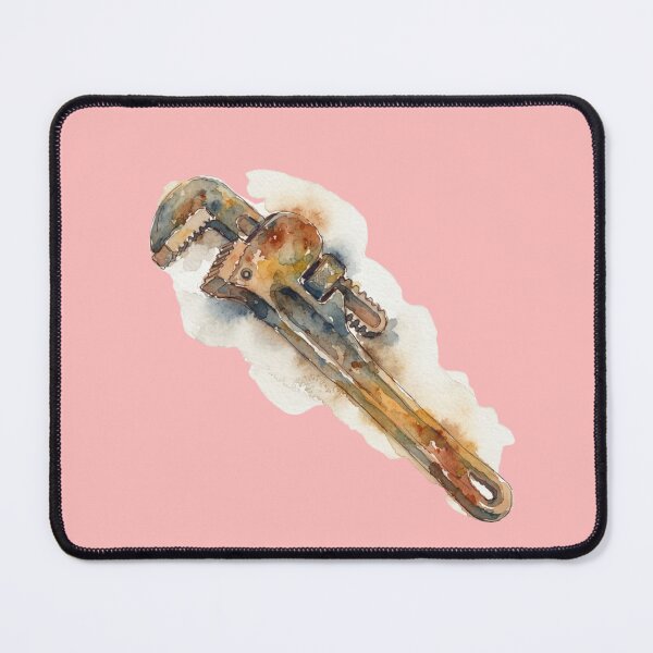 Item preview, Vintage Watercolor Rusty Pipe Wrench Tool Artwork designed and sold by bvdesignart.