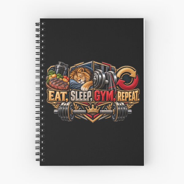Item preview, Eat Sleep Gym Repeat Fitness Quote – Embroidered Weightlifting Motivation Design designed and sold by Emoji Emblems.