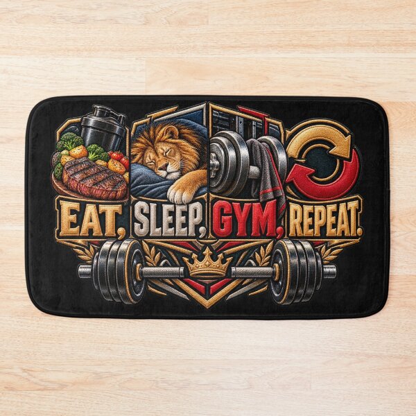 Item preview, Eat Sleep Gym Repeat Fitness Quote – Embroidered Weightlifting Motivation Design designed and sold by Emoji Emblems.