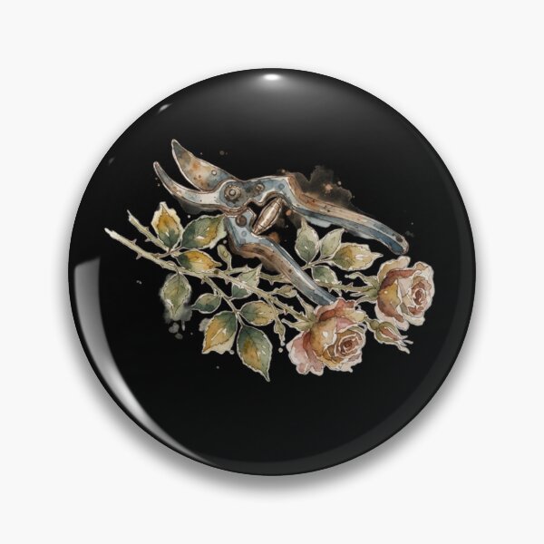 Item preview, Vintage Garden Pruners And Watercolor Roses Art designed and sold by bvdesignart.