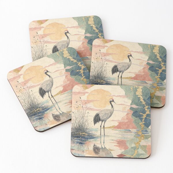 Item preview, Elegant Japanese Crane and Golden Sun Landscape designed and sold by Discount code.