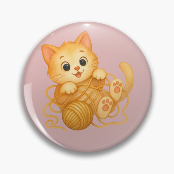 Item preview, Cute Orange Kitten Playing Ball Yarn designed and sold by MH Digital Studio .