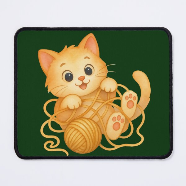 Item preview, Cute Orange Kitten Playing Ball Yarn designed and sold by MH Digital Studio .