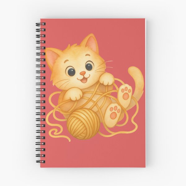 Item preview, Cute Orange Kitten Playing Ball Yarn designed and sold by MH Digital Studio .